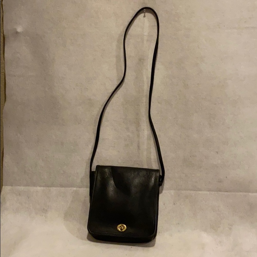 Coach black leather over the shoulder bag